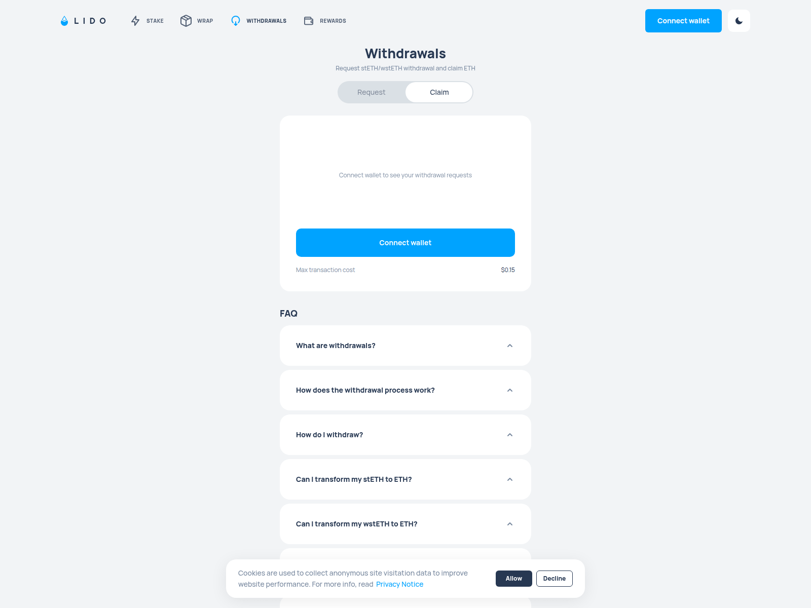 Screenshot of lido-stake.app