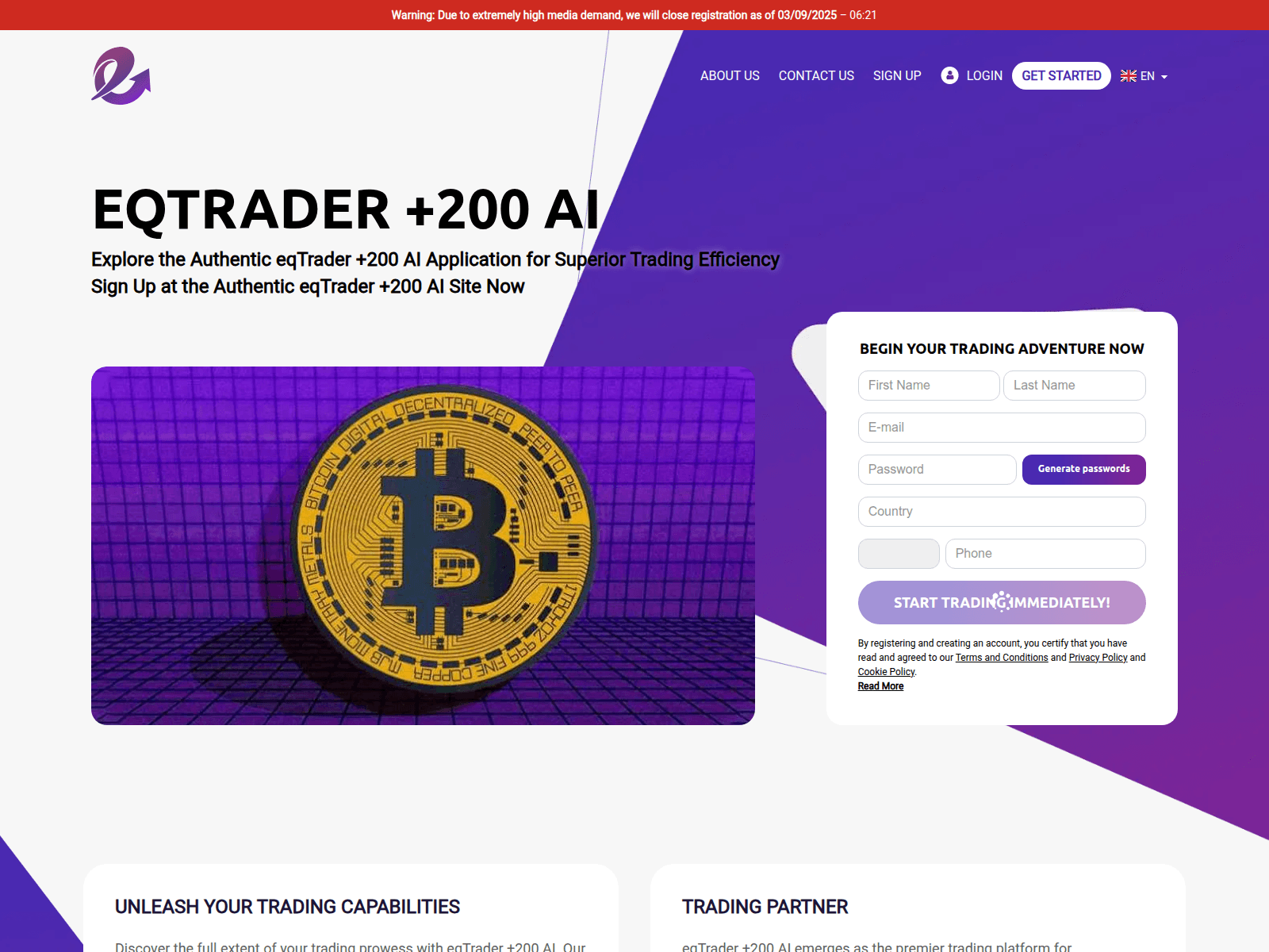 Screenshot of eqtrader-200ai.com