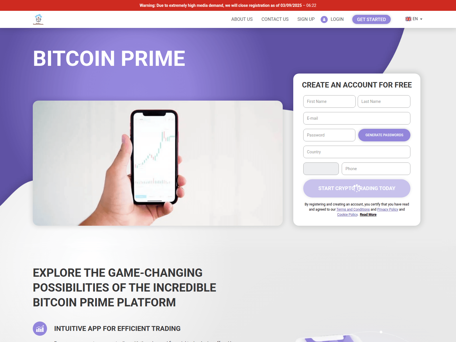Screenshot of the-bitcoin-prime-site.com