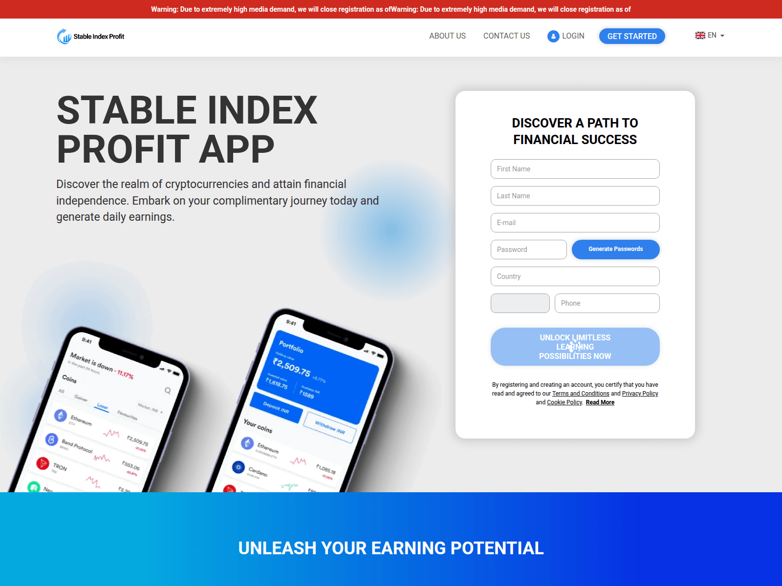Screenshot of stableindex-profit.com