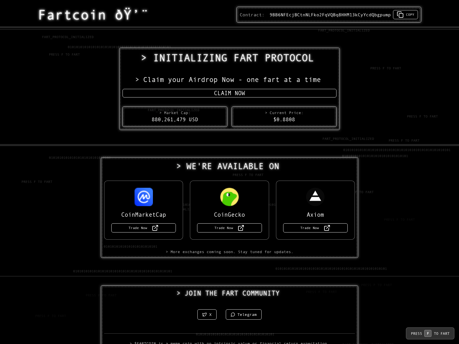 Screenshot of claim.fartdev.com