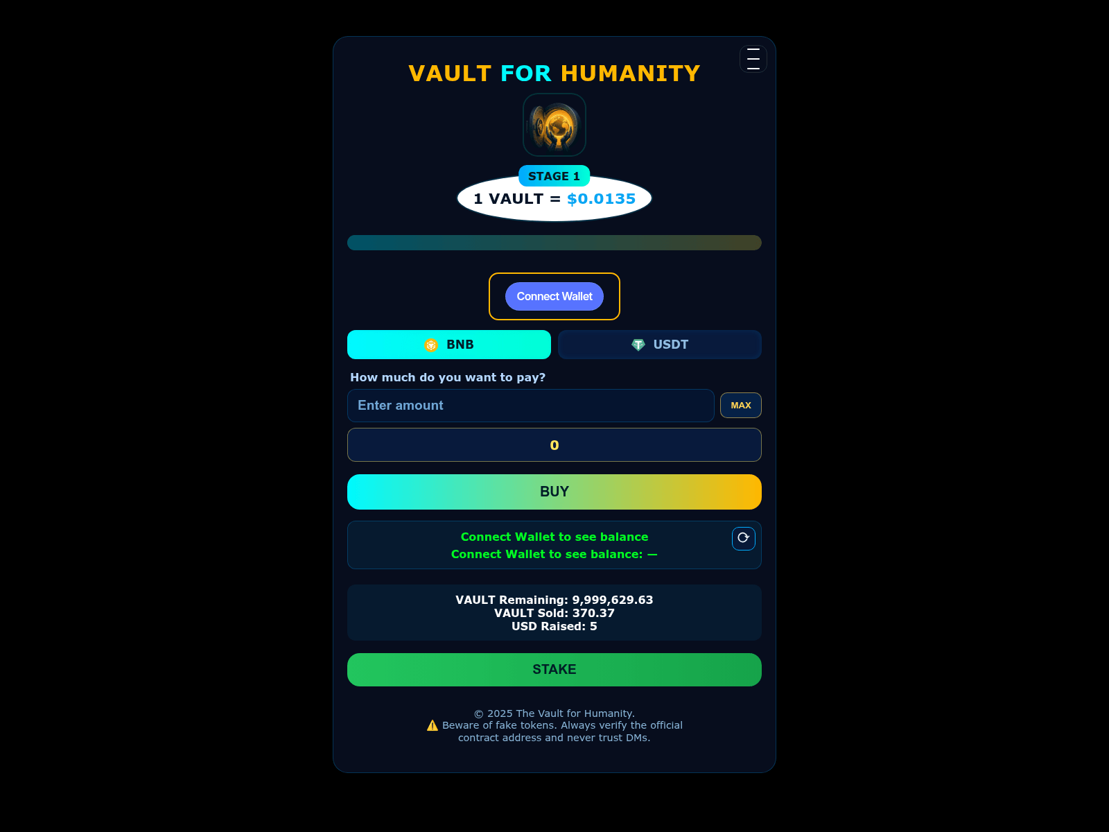 Screenshot of presale.thevault.casa