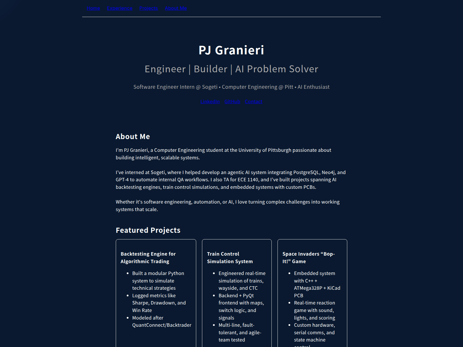 Screenshot of pjgranieri.com