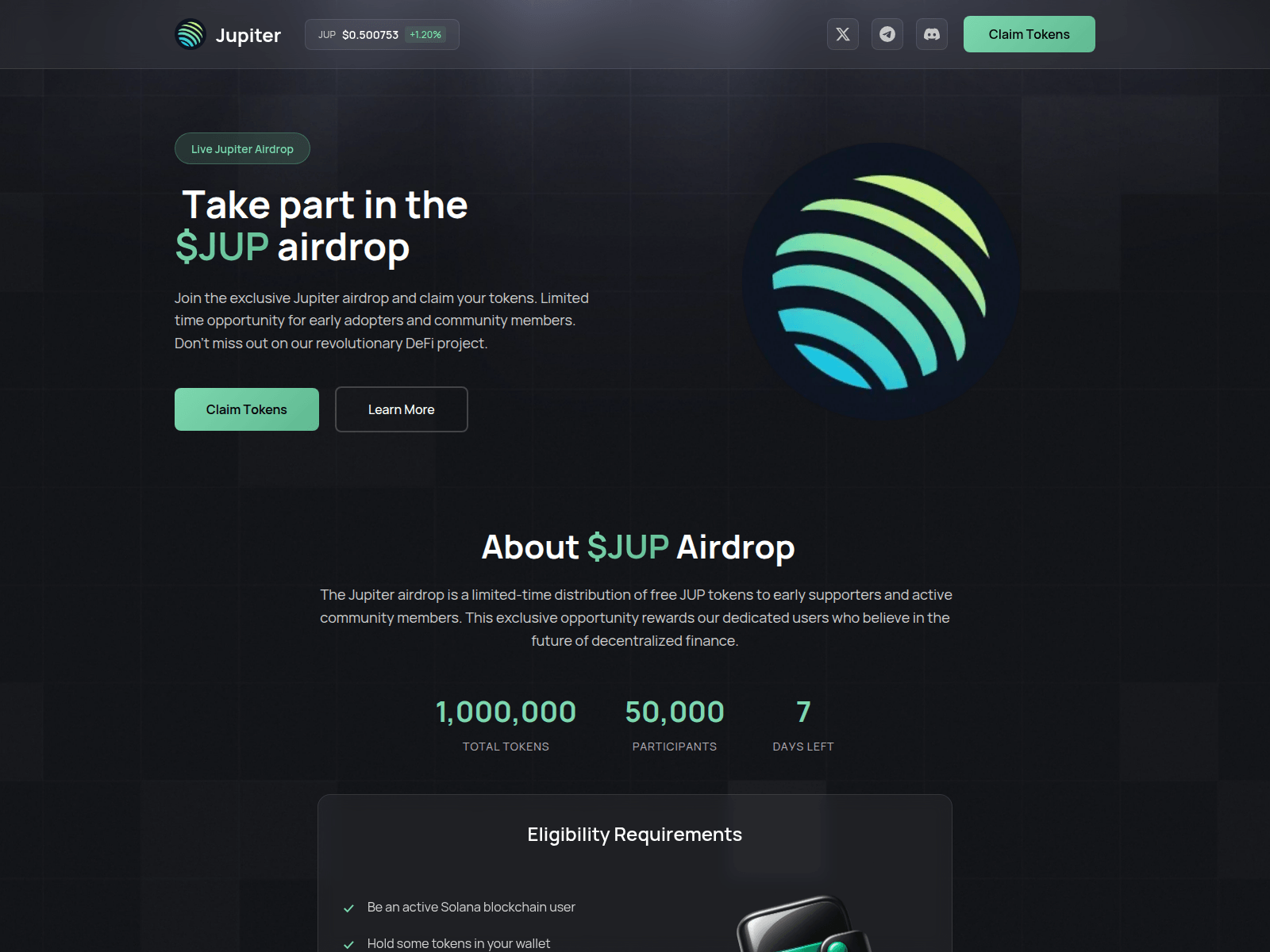 Screenshot of claim.jupitercoin.org