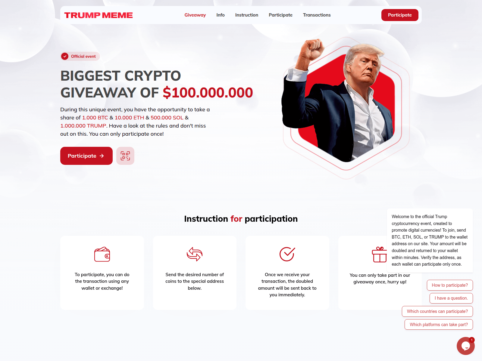 Screenshot of trump-bonus.com