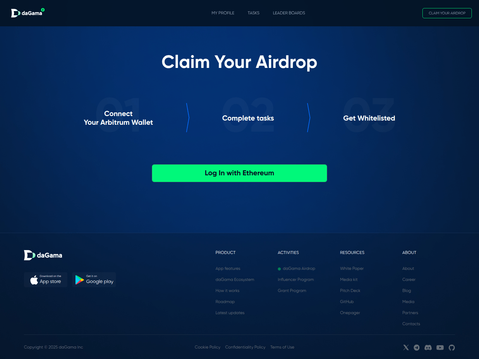 Screenshot of airdrop.dagama.world