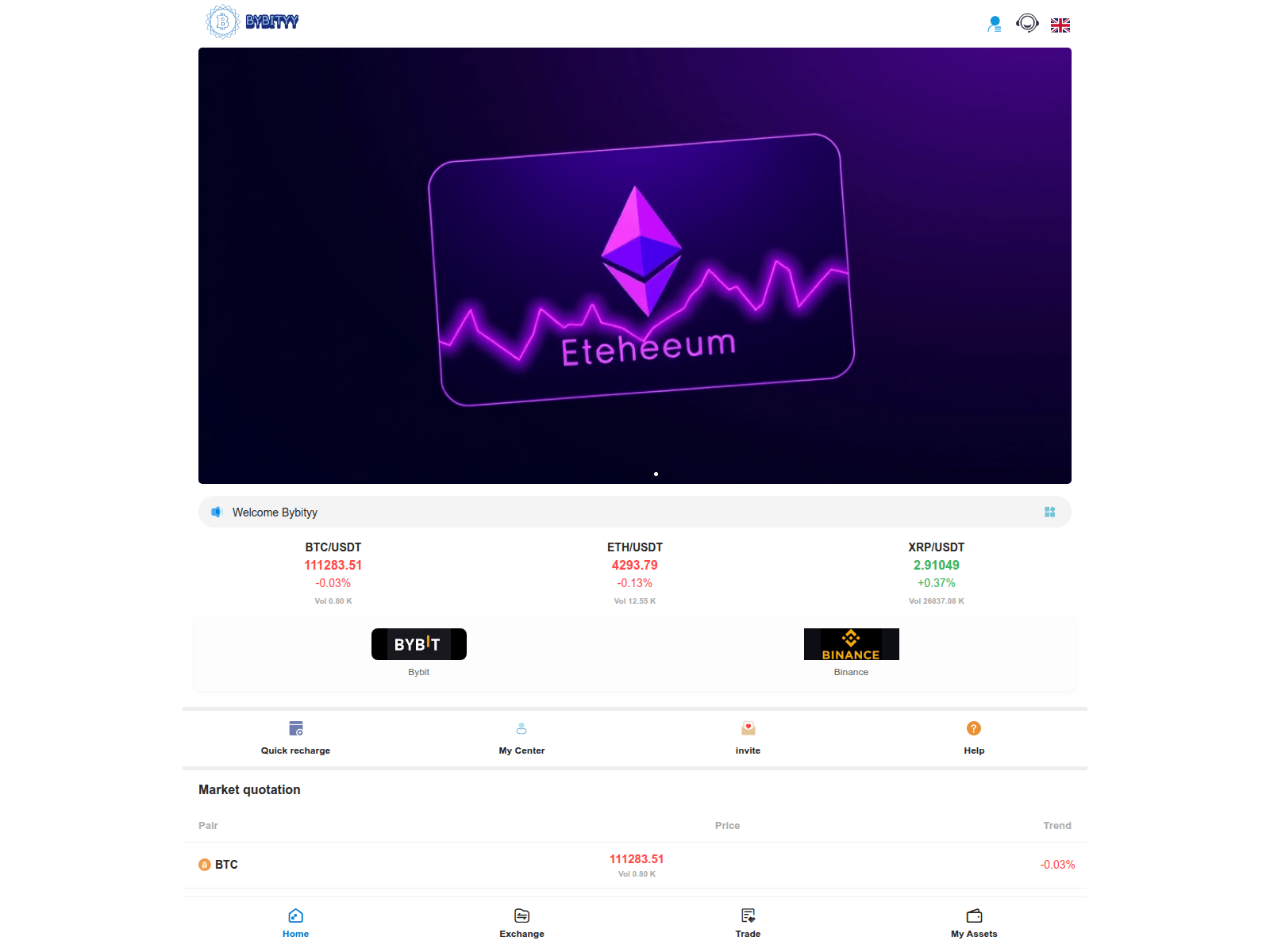 Screenshot of www.bybityy.com