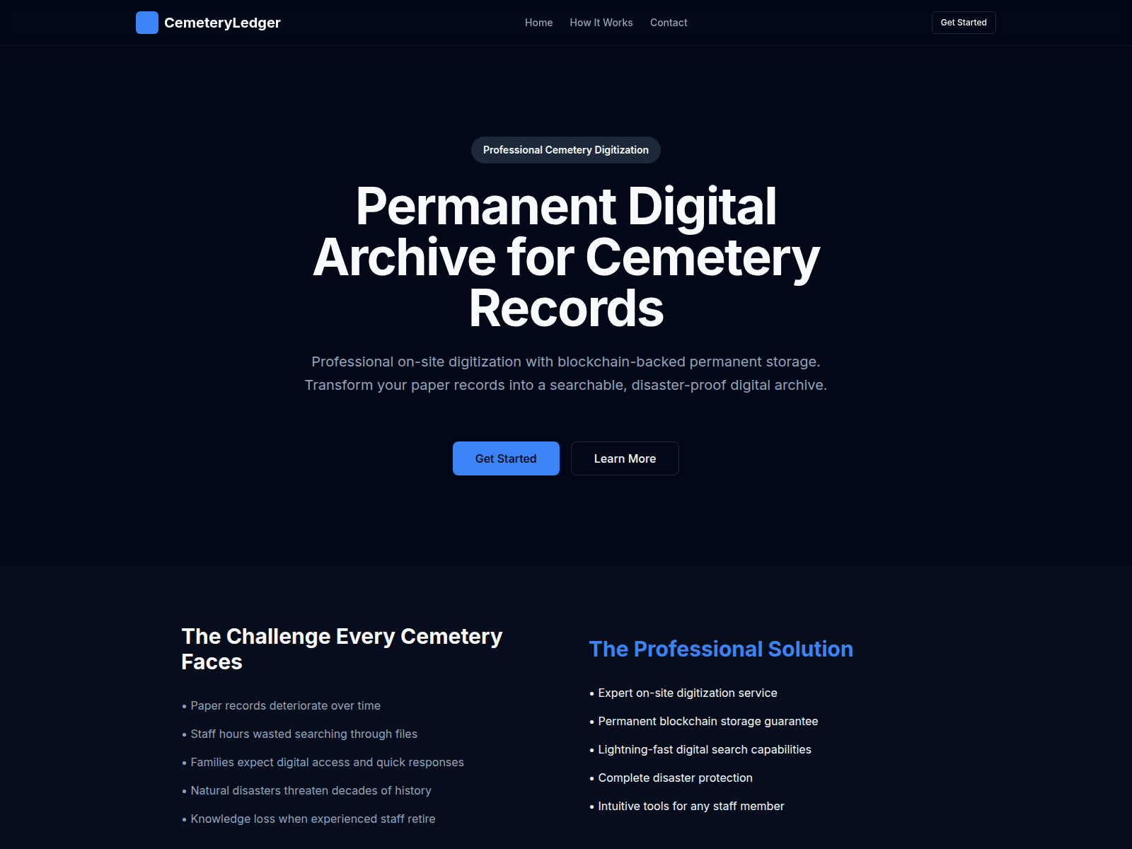 Screenshot of cemeteryledger.com