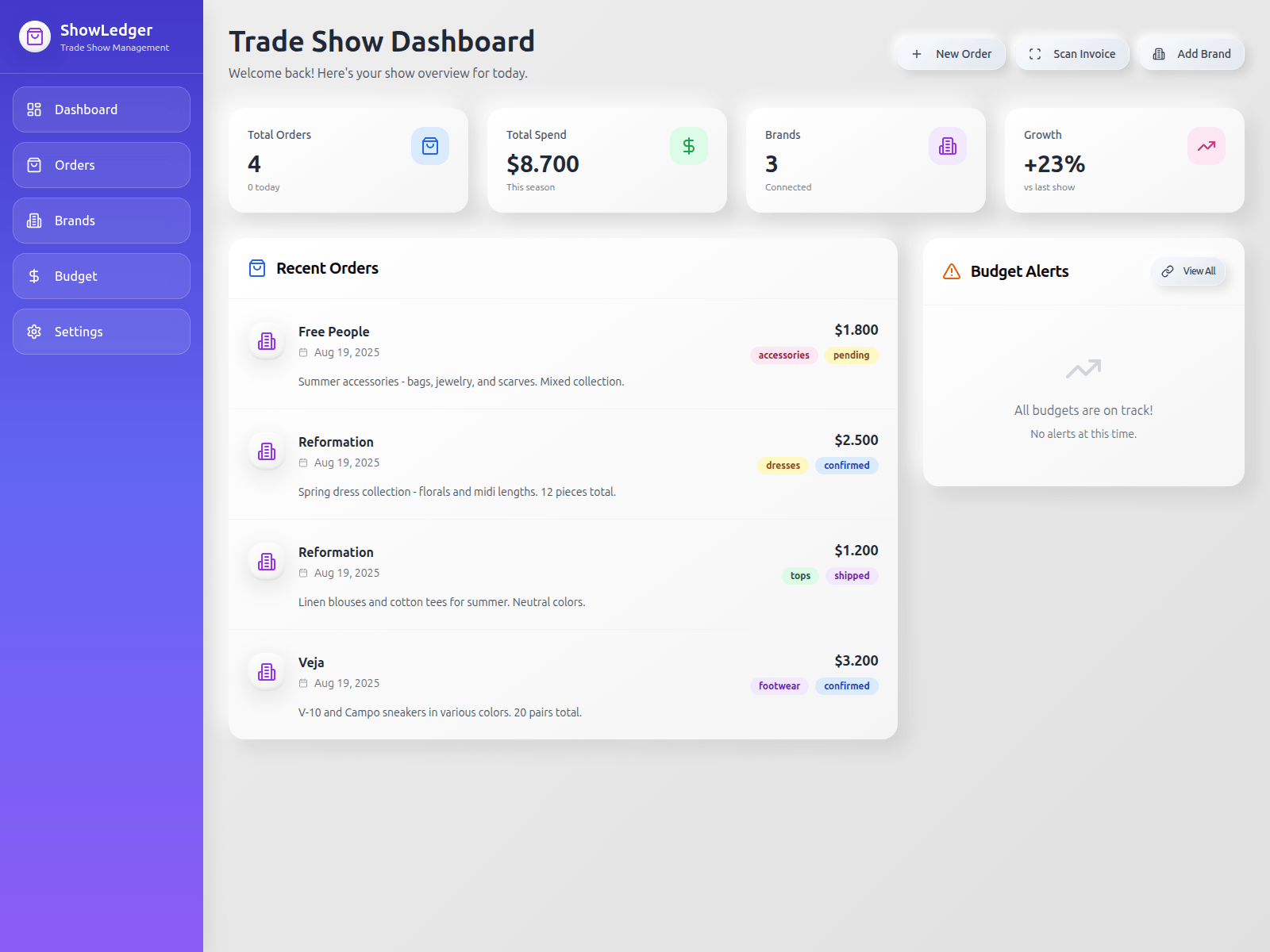 Screenshot of showledger.app