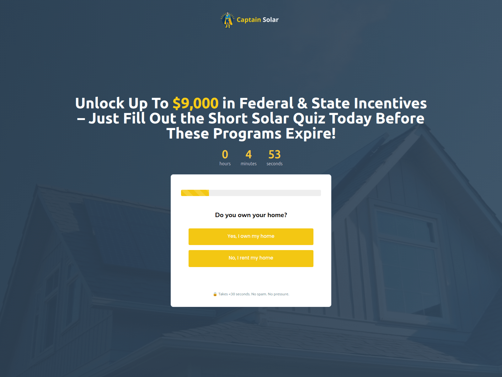 Screenshot of claim.captain-solar.com