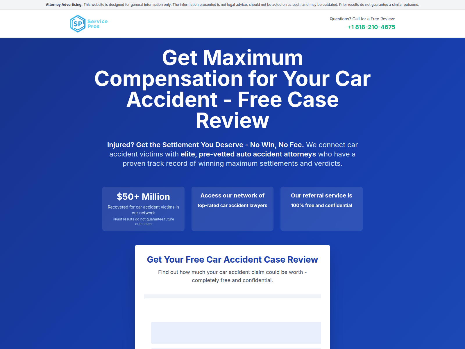 Screenshot of claim.servicepros.la