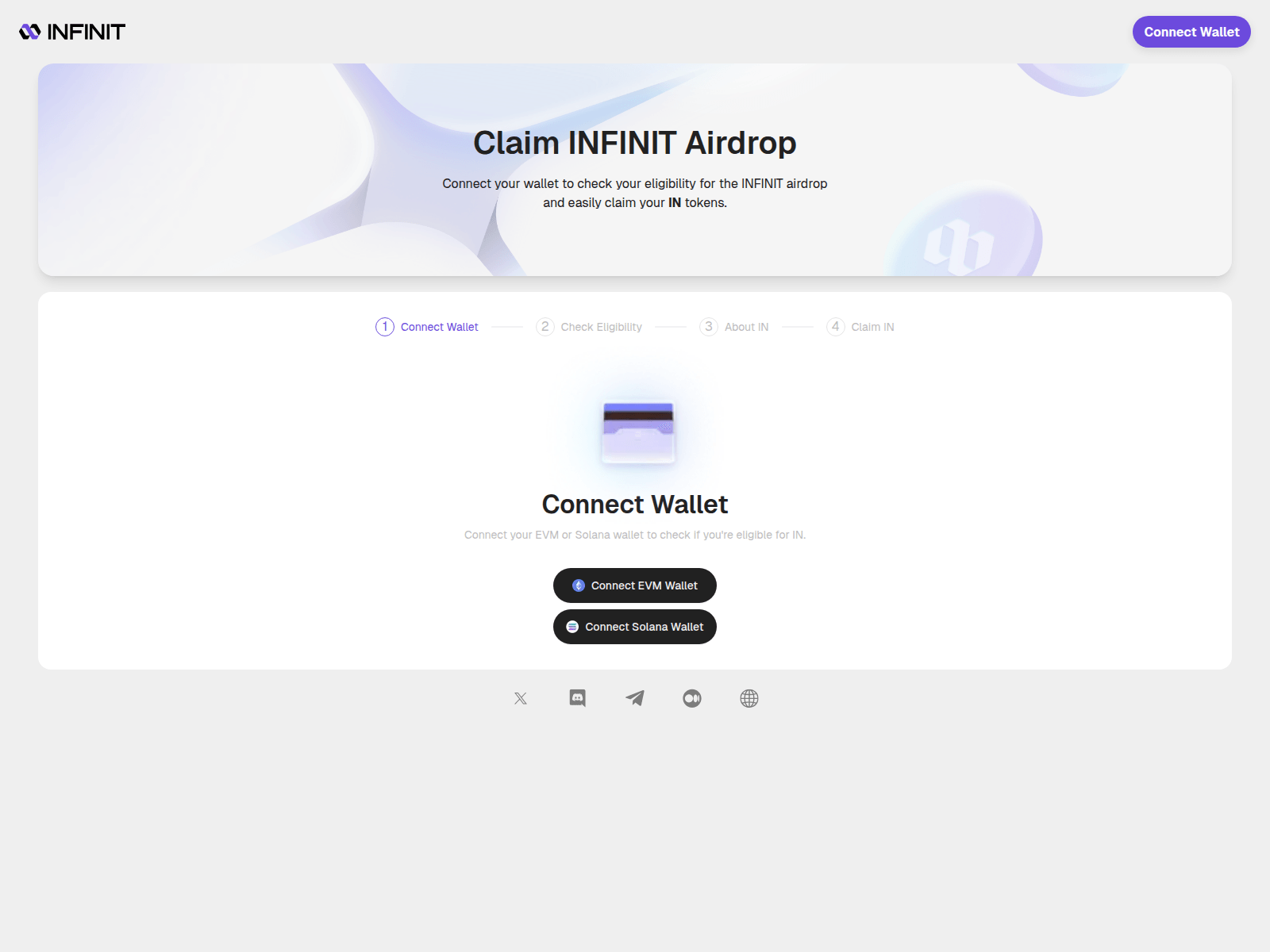 Screenshot of claim.infinit.tech