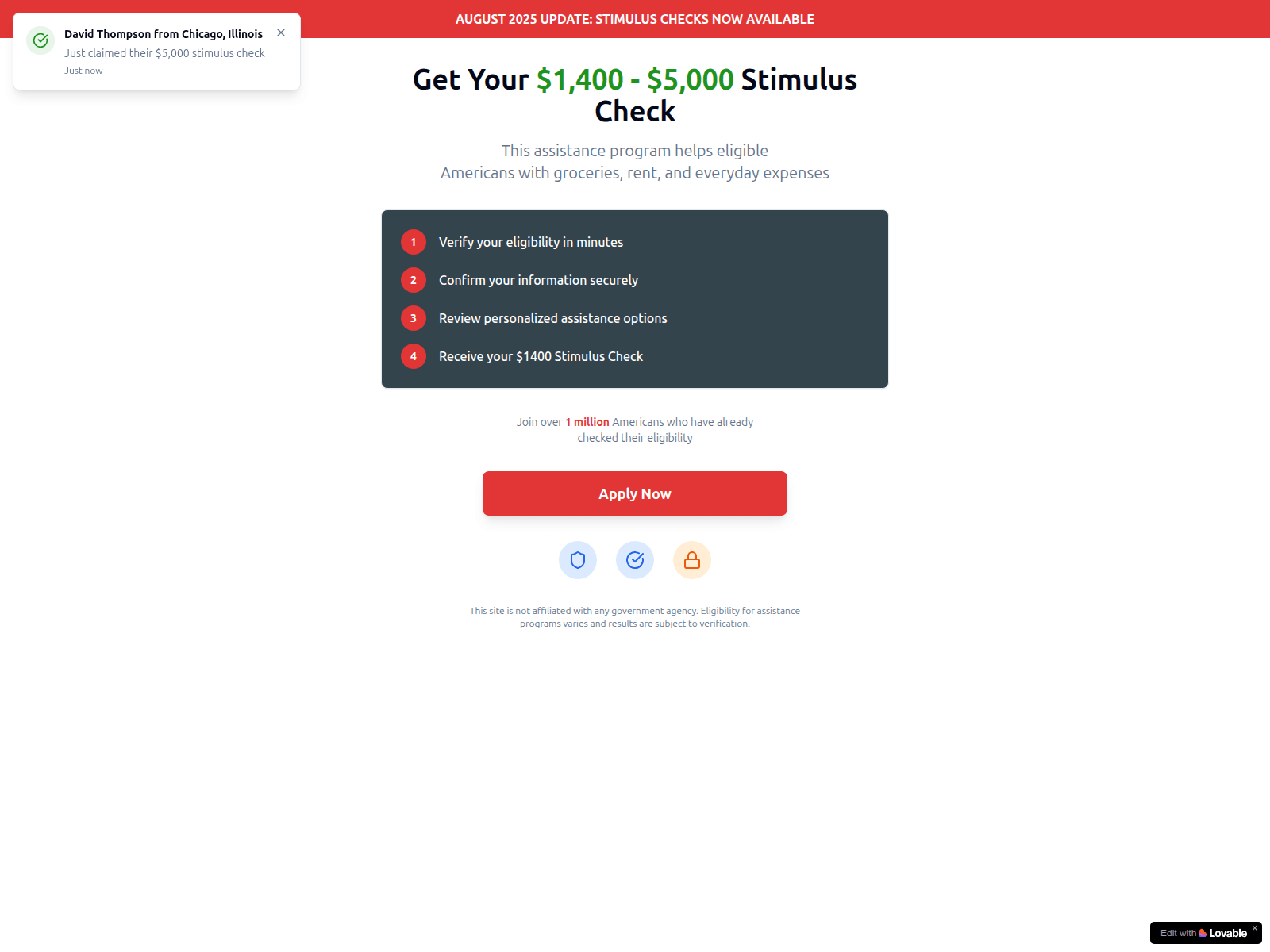 Screenshot of claim.fundcheck.us