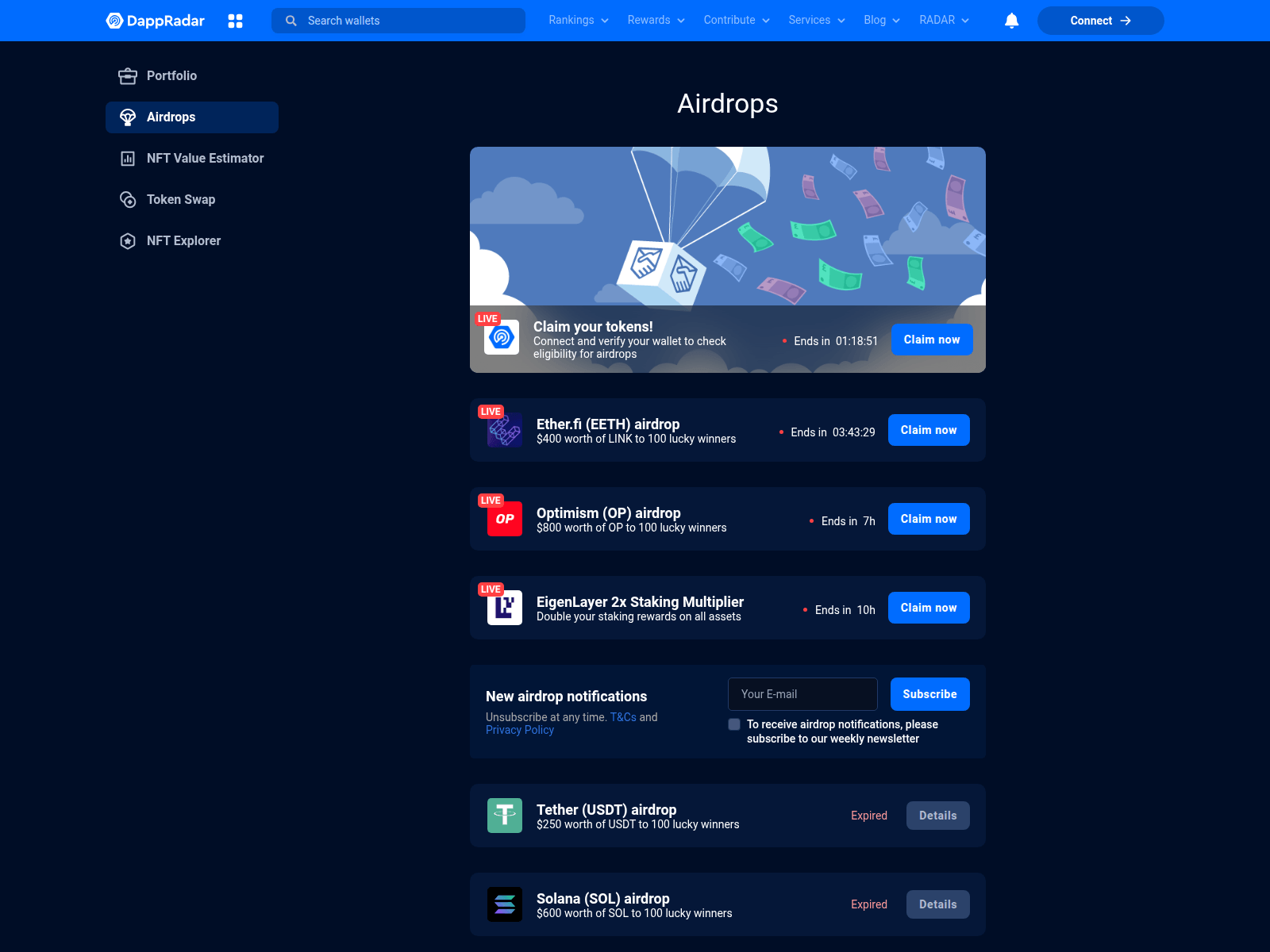 Screenshot of dappfinder.app