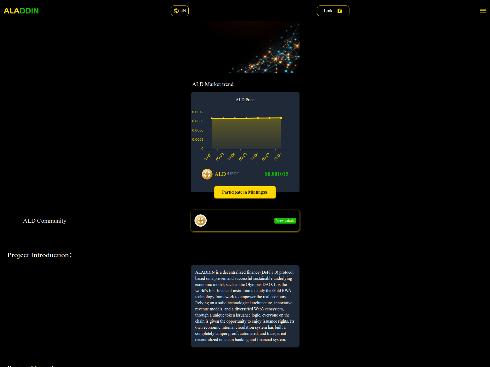 Screenshot of dapp.aldddin.com