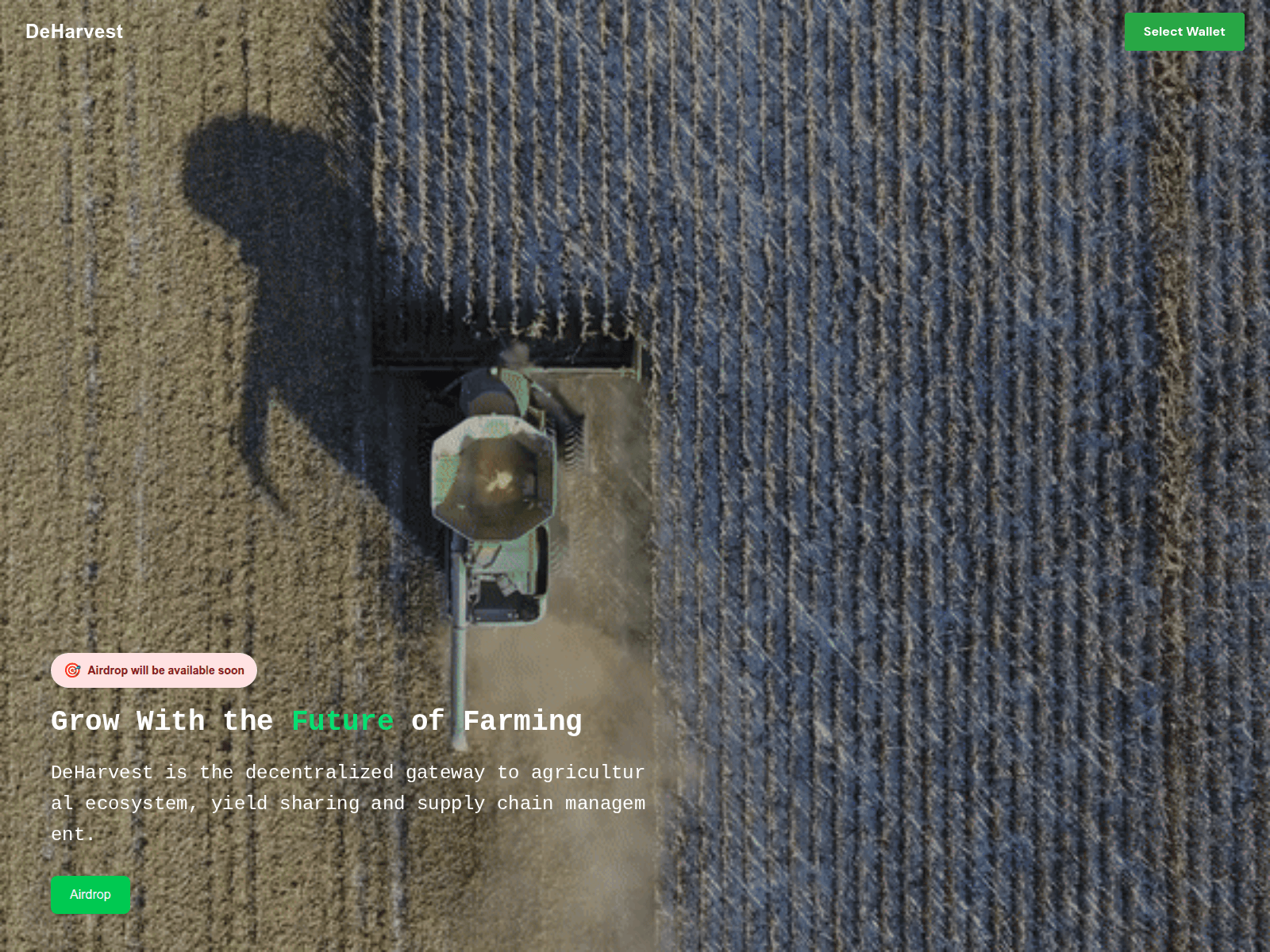 Screenshot of airdrop.deharvest.xyz