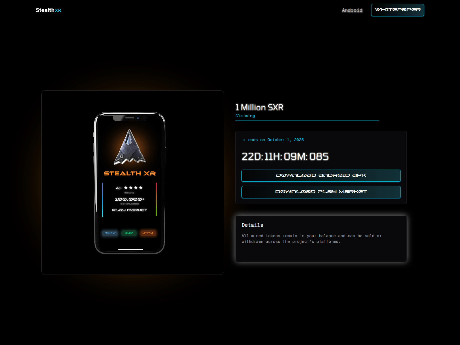 Screenshot of airdrop.stealthxr.org