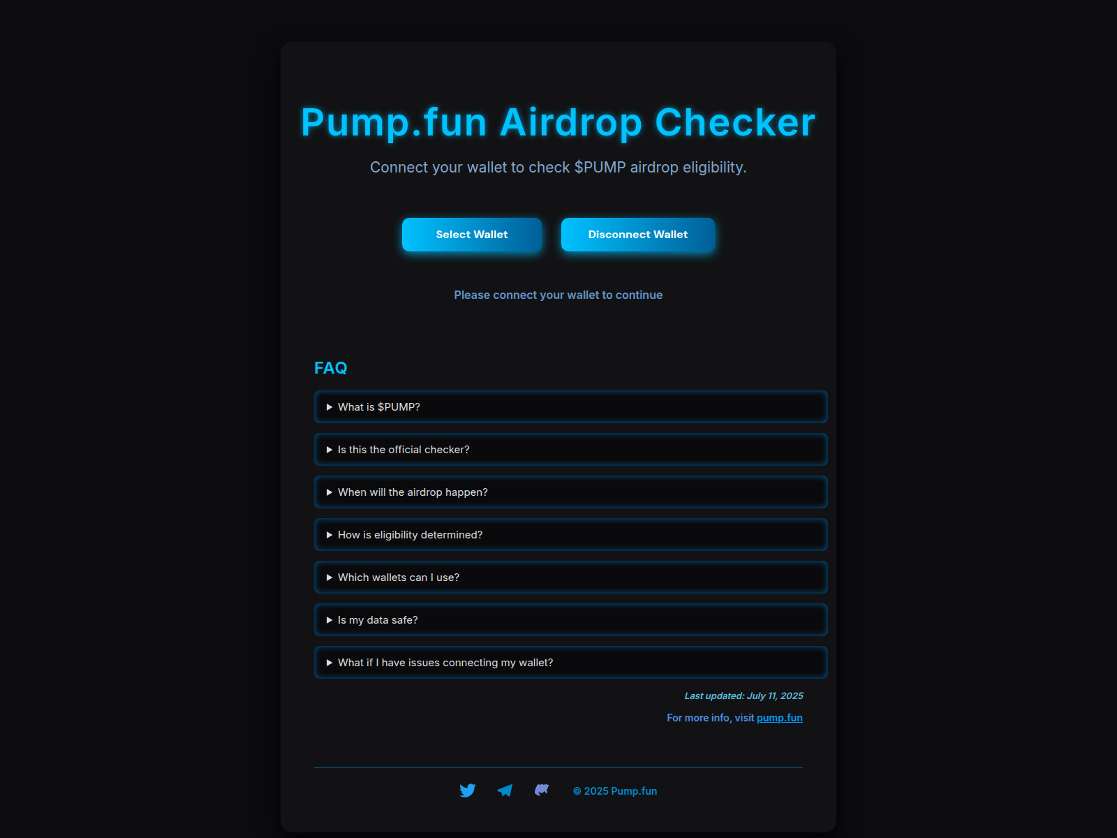 Screenshot of pumpfun-airdrop-checker.pages.dev