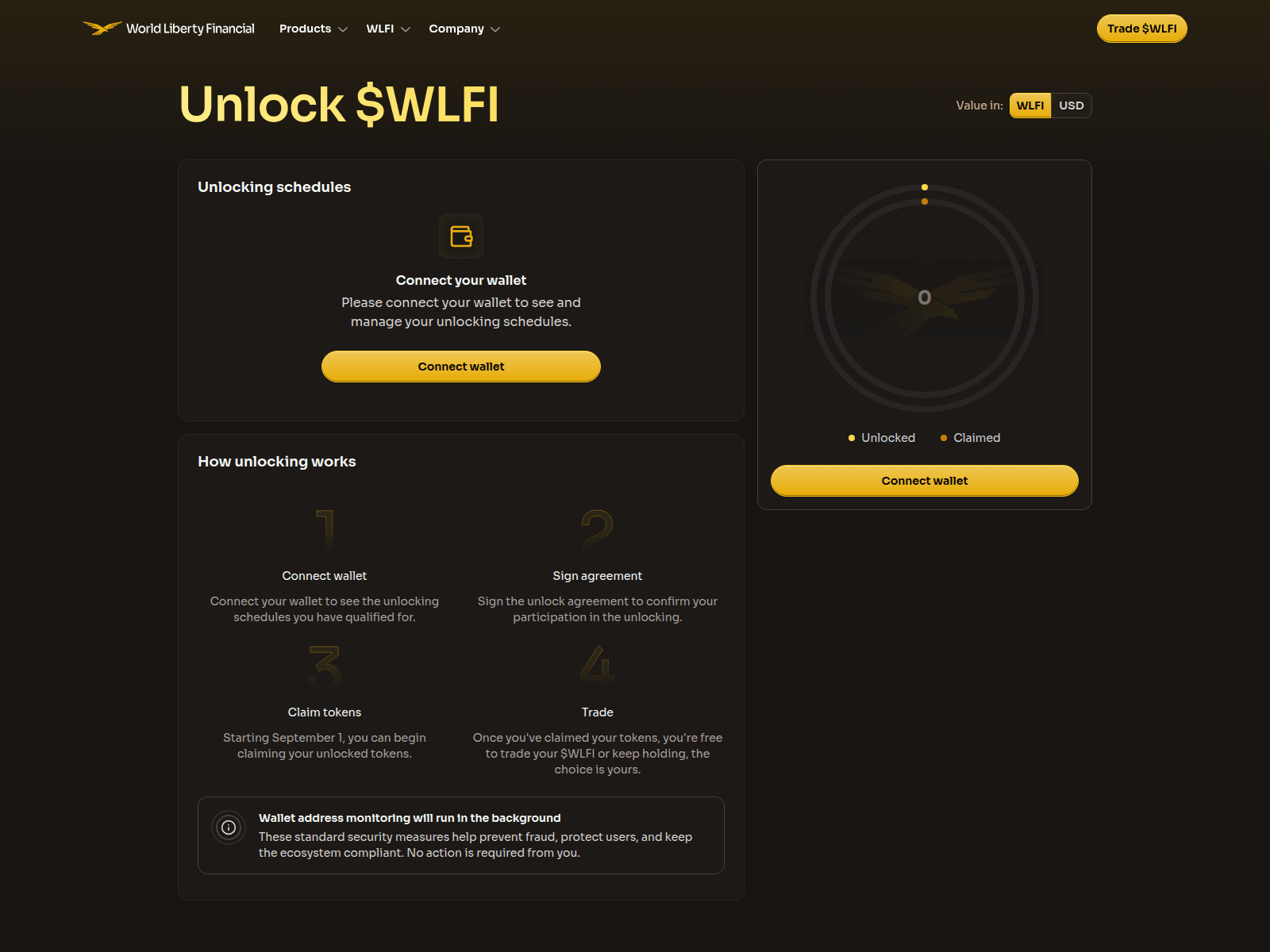 Screenshot of sol.worldliberty1financial.com