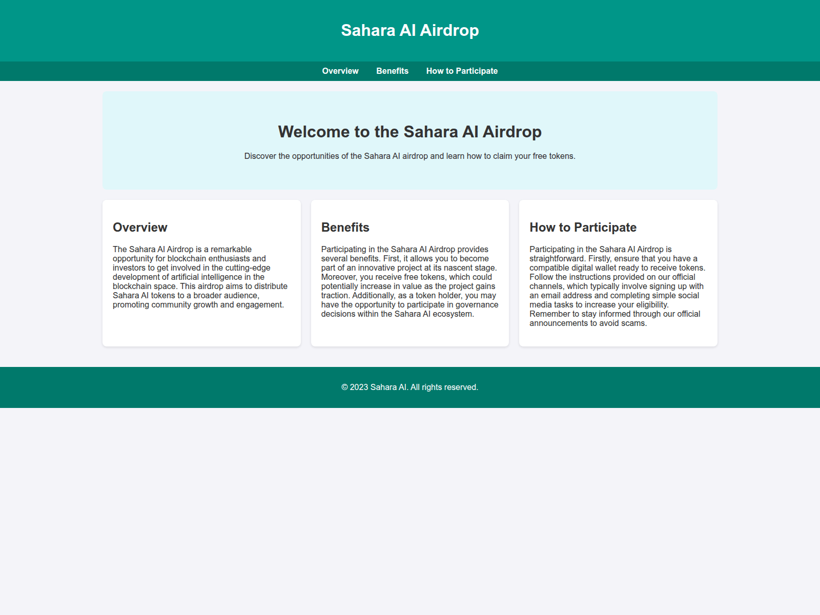 Screenshot of airdropsaharaai.live