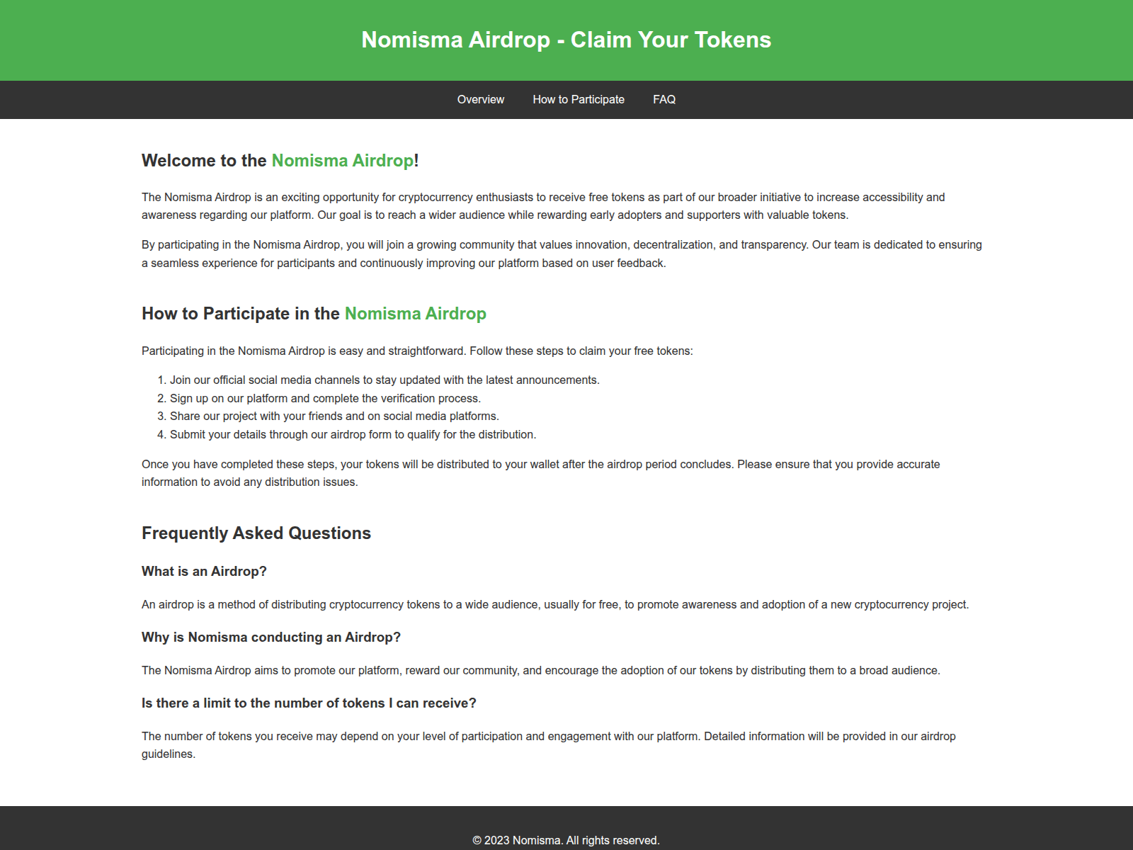 Screenshot of airdropnomisma.live