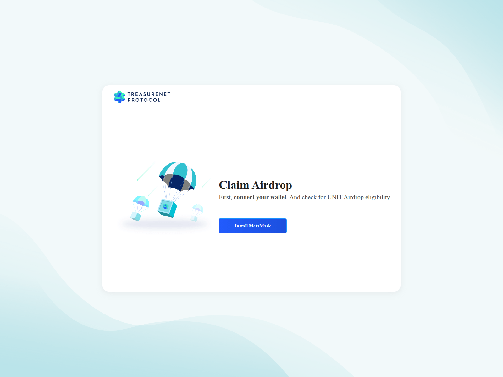 Screenshot of airdrop.testnet.treasurenet.io