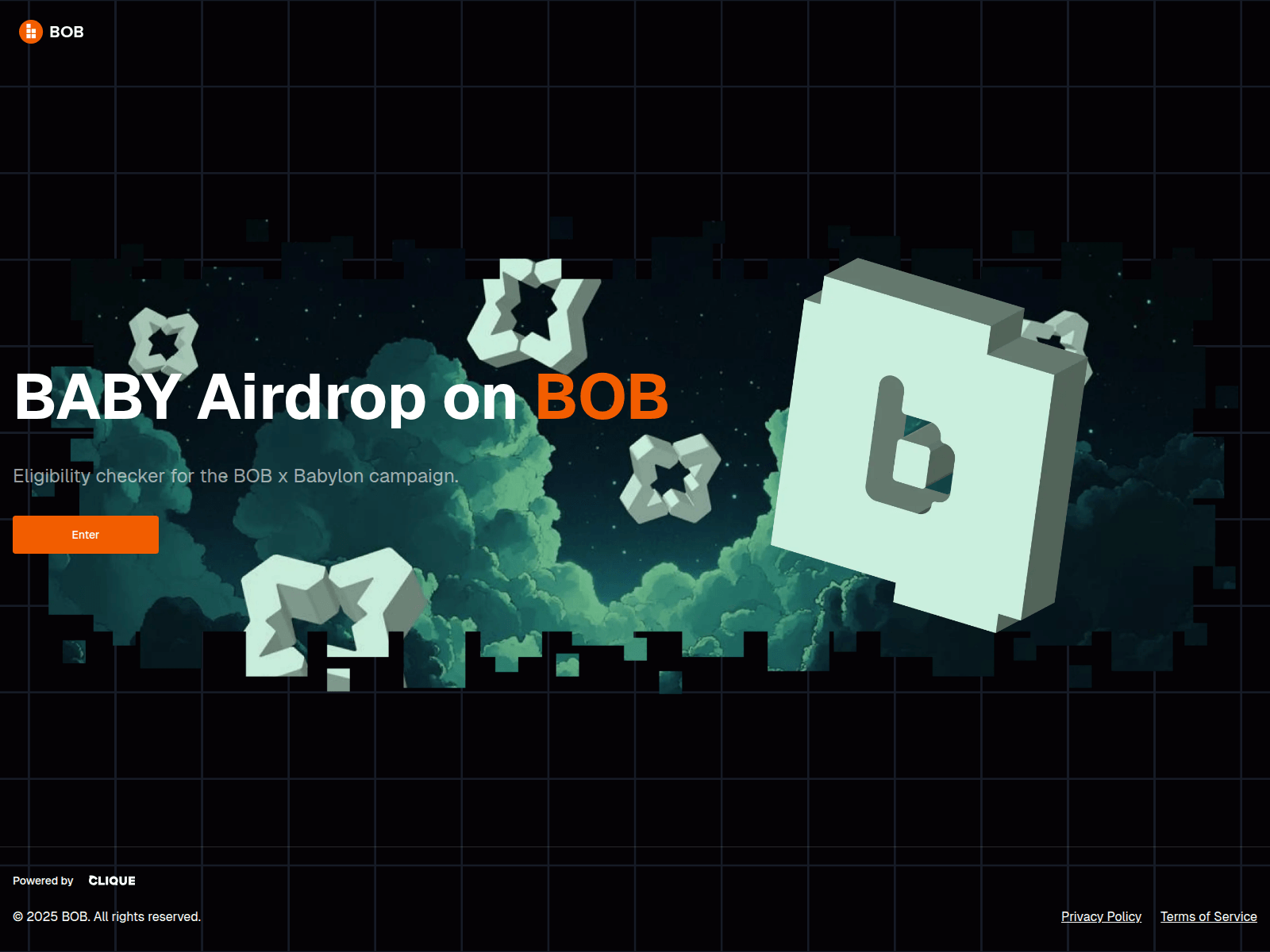 Screenshot of airdrop.babyonbob.xyz
