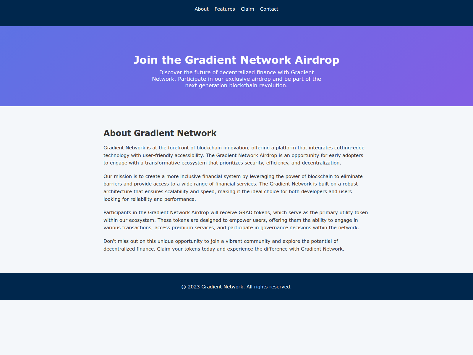 Screenshot of gradientnetworkairdrop.live