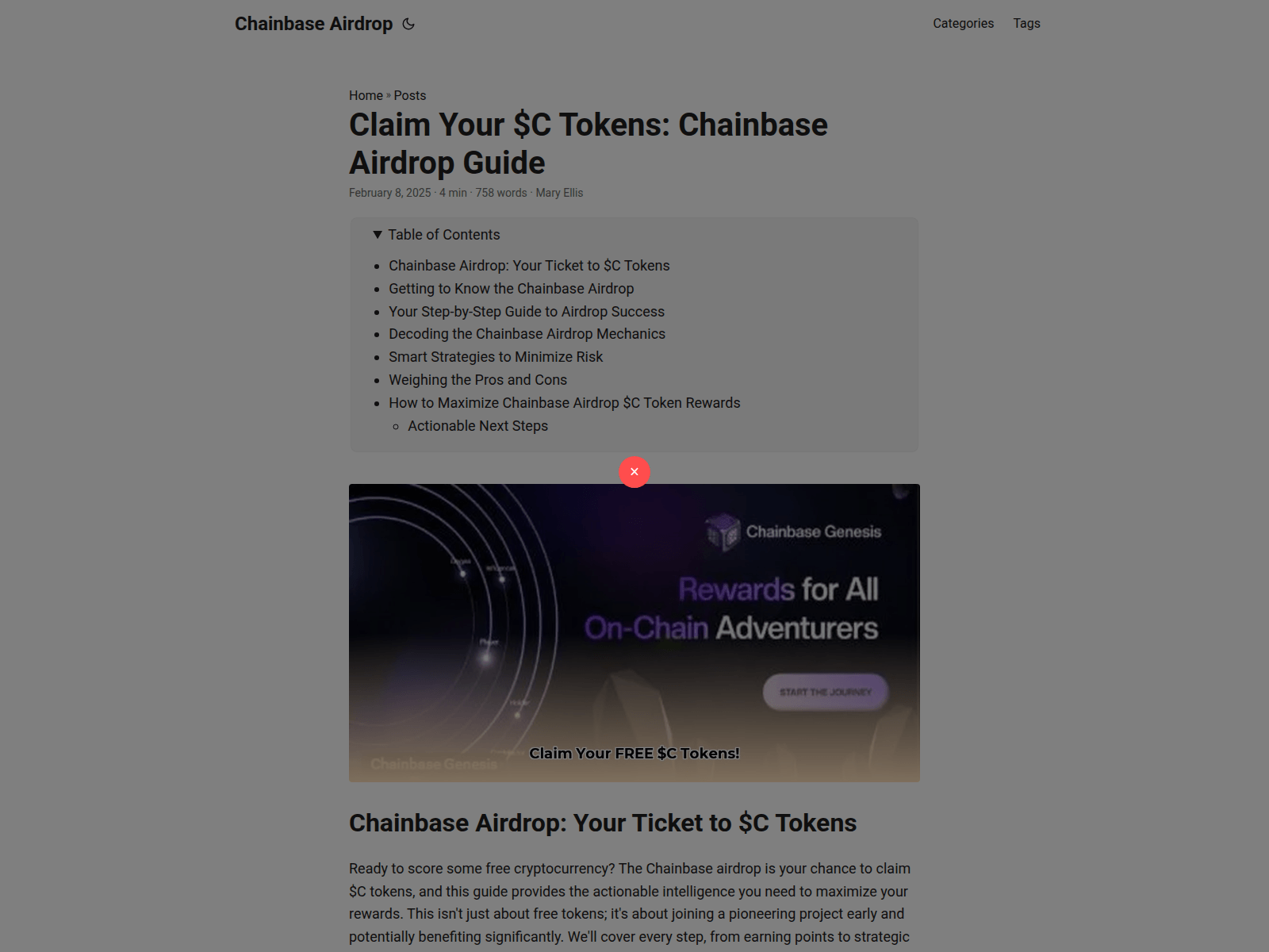 Screenshot of chainbase-airdrop.pages.dev