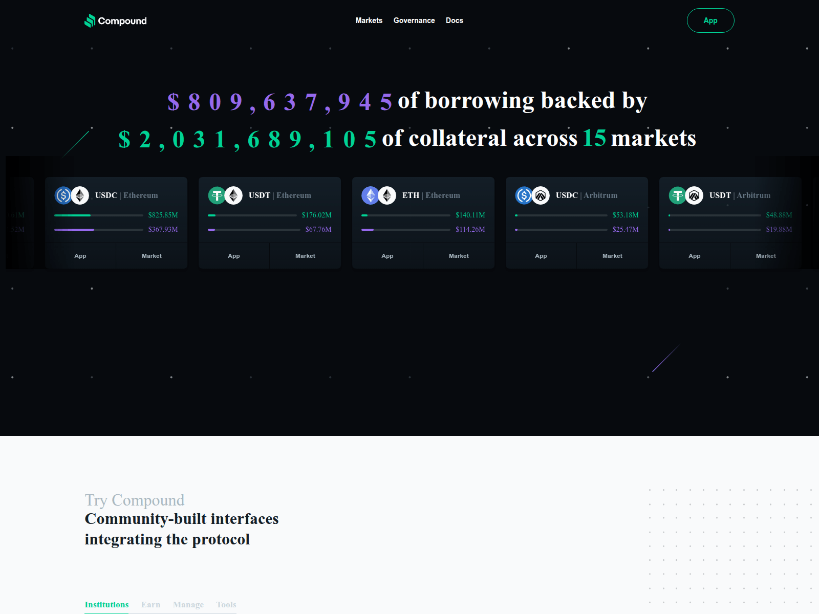 Screenshot of app.compoundfinance.xyz