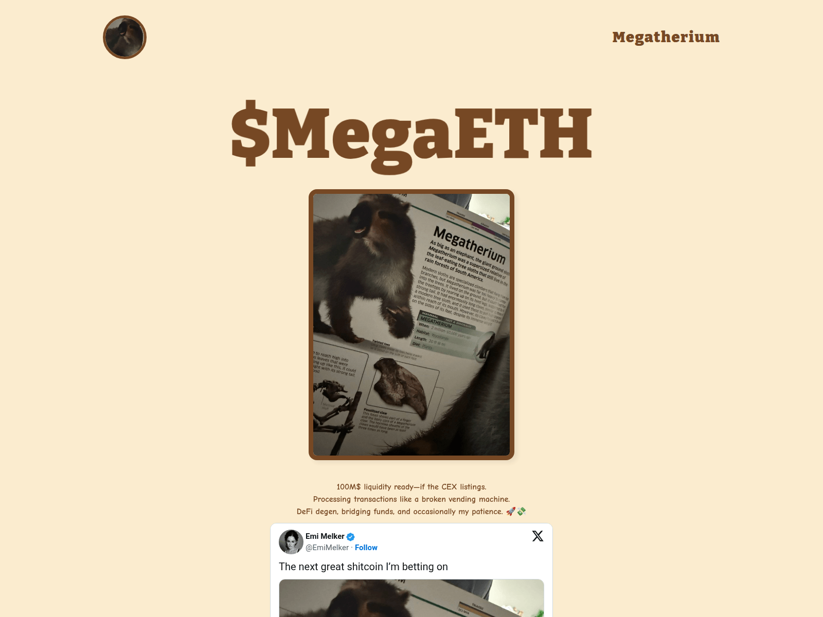Screenshot of megatheriumcoin.vip