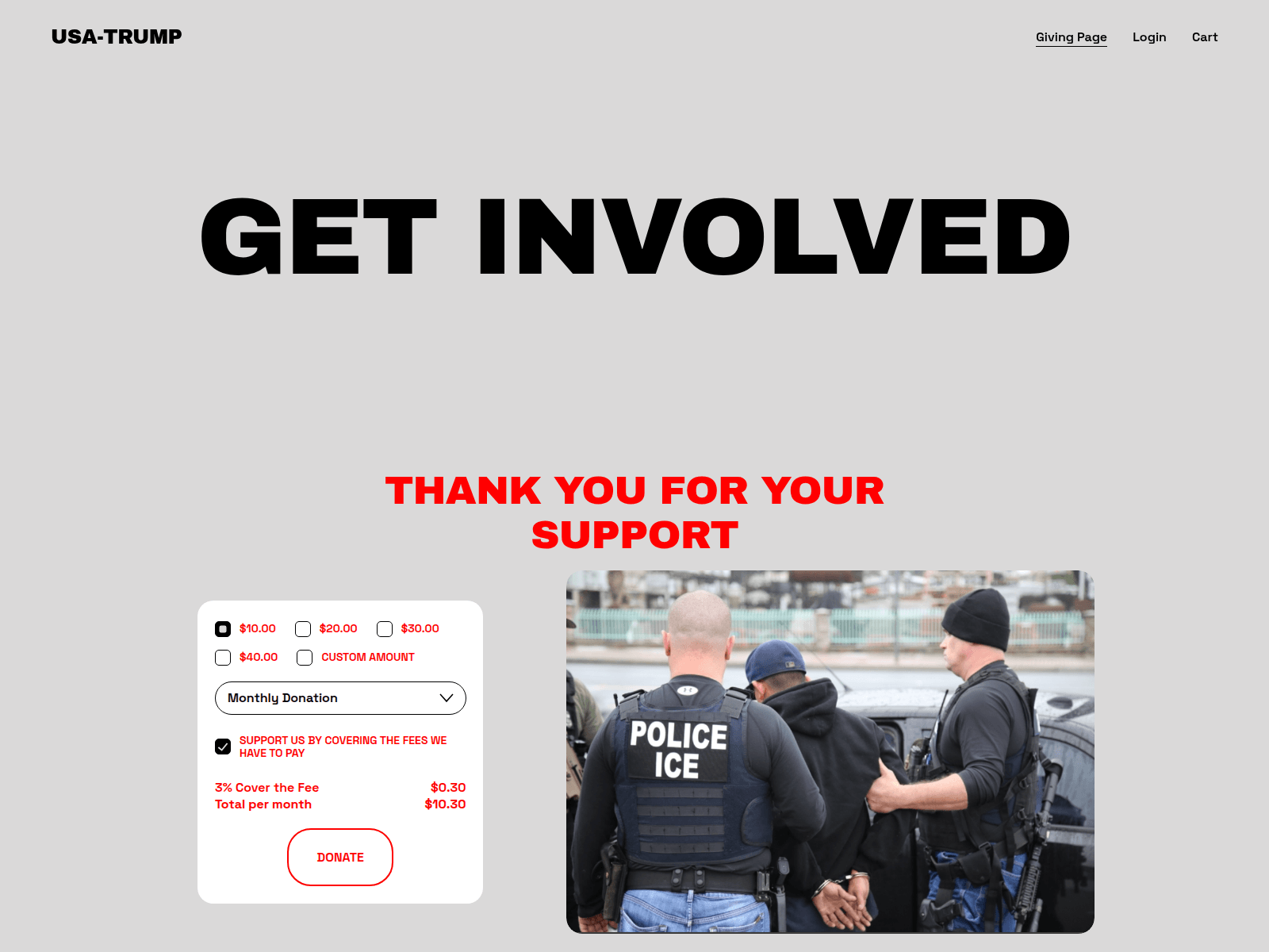 Screenshot of usatrump.org