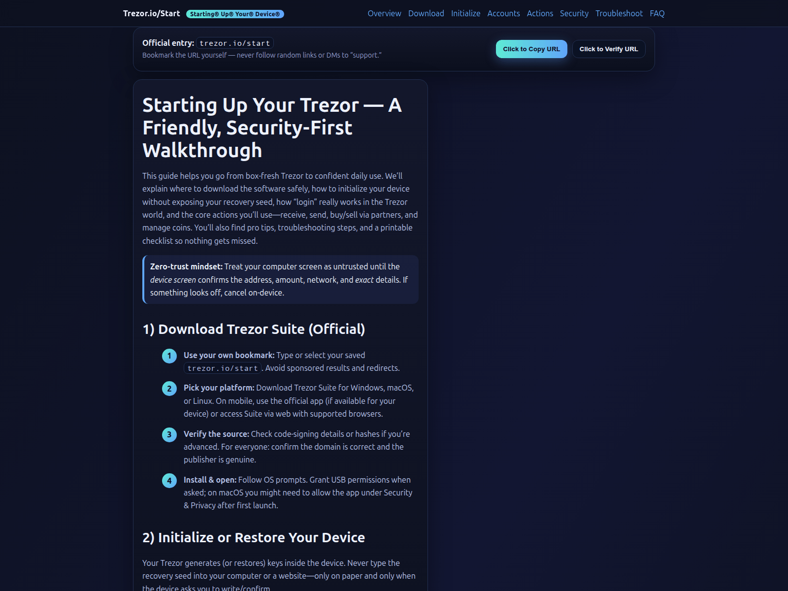 Screenshot of io-startt-faq-trezor-en.pages.dev