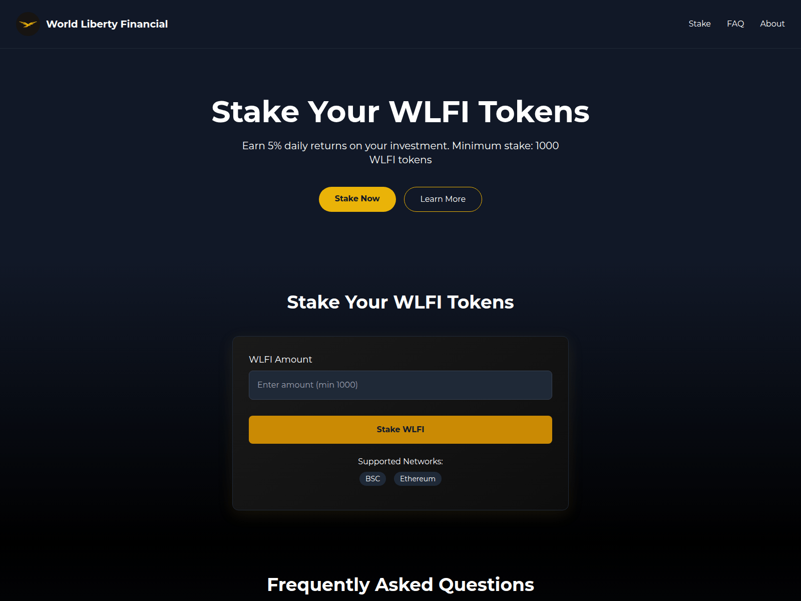 Screenshot of stakewlfi.top