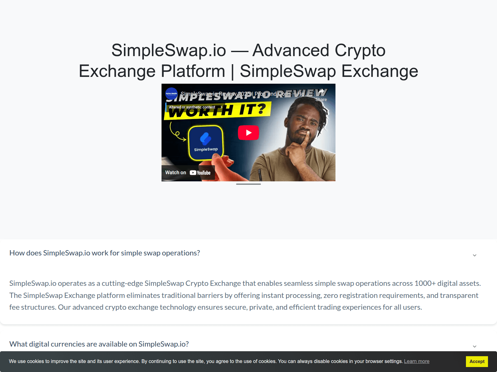 Screenshot of simpleswap.ac