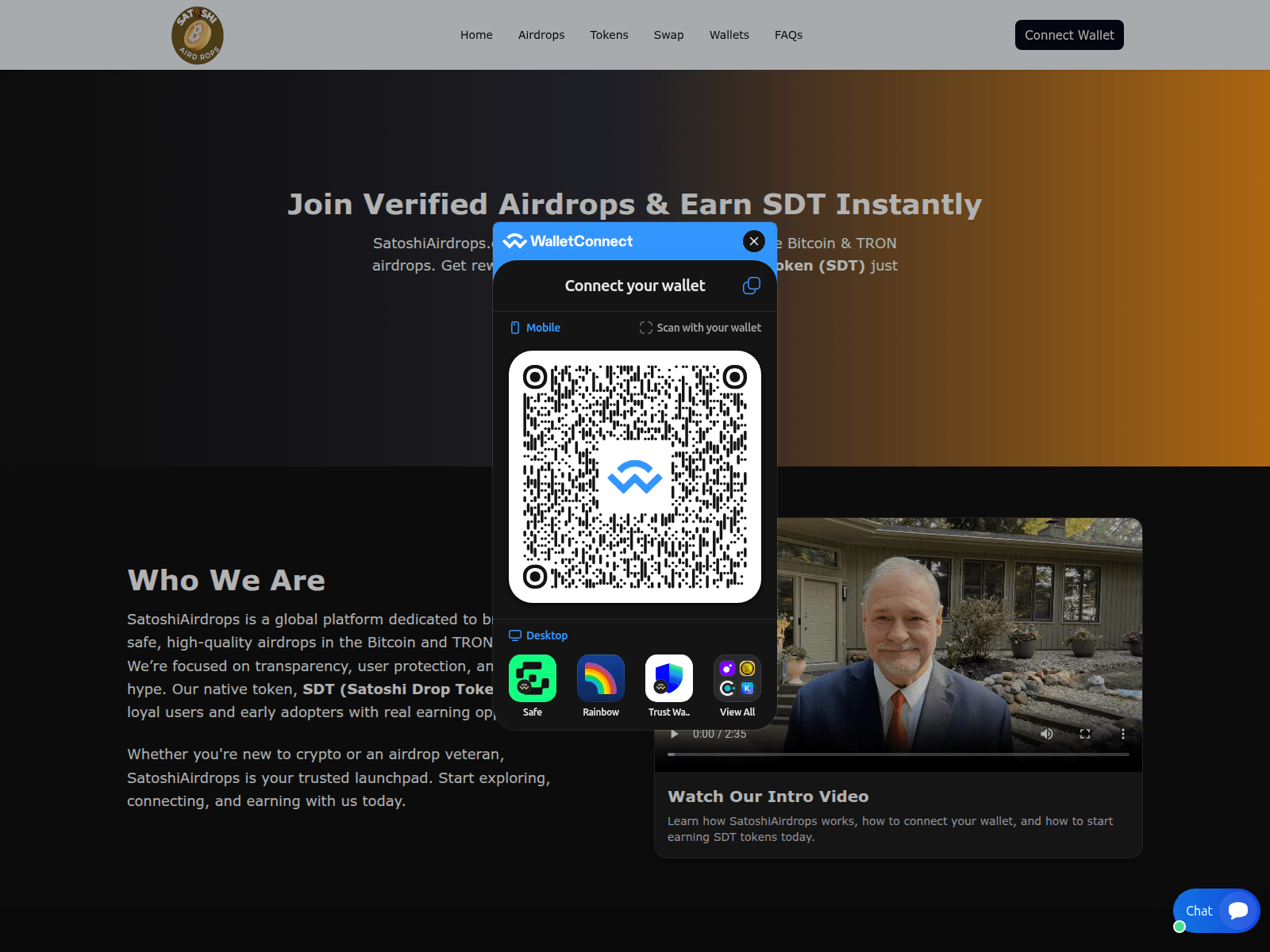 Screenshot of satoshiairdrops.com