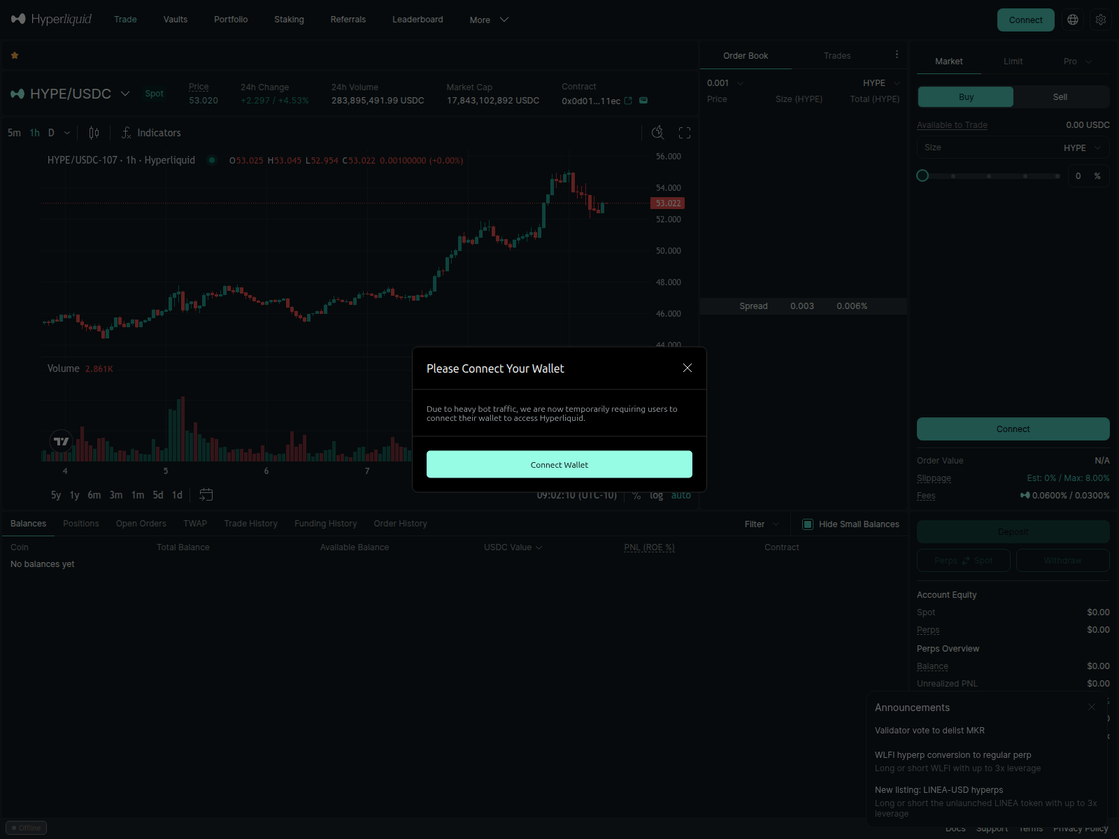 Screenshot of app.hlperliquid.com