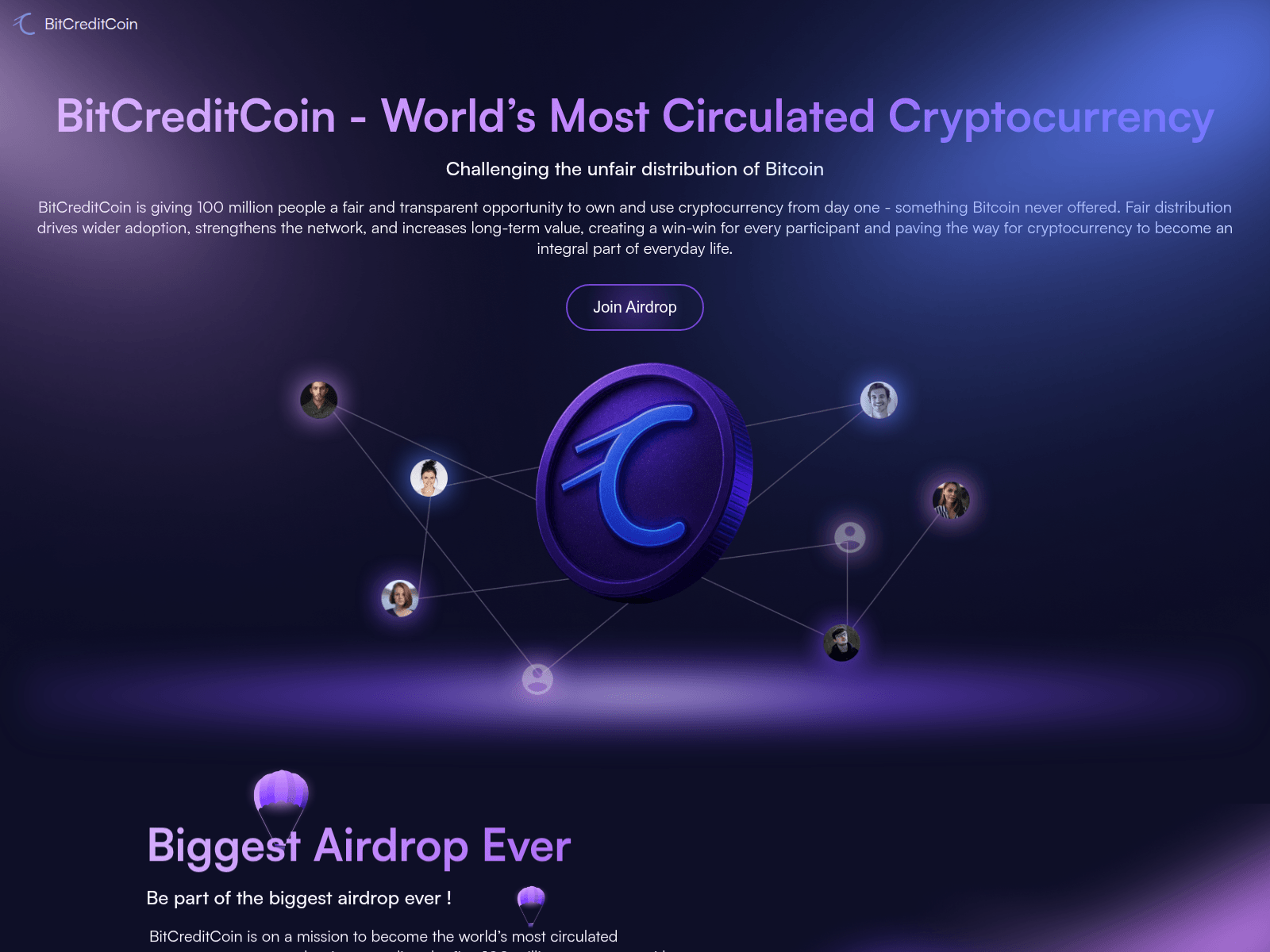 Screenshot of bitcreditcoin-airdrop.pages.dev