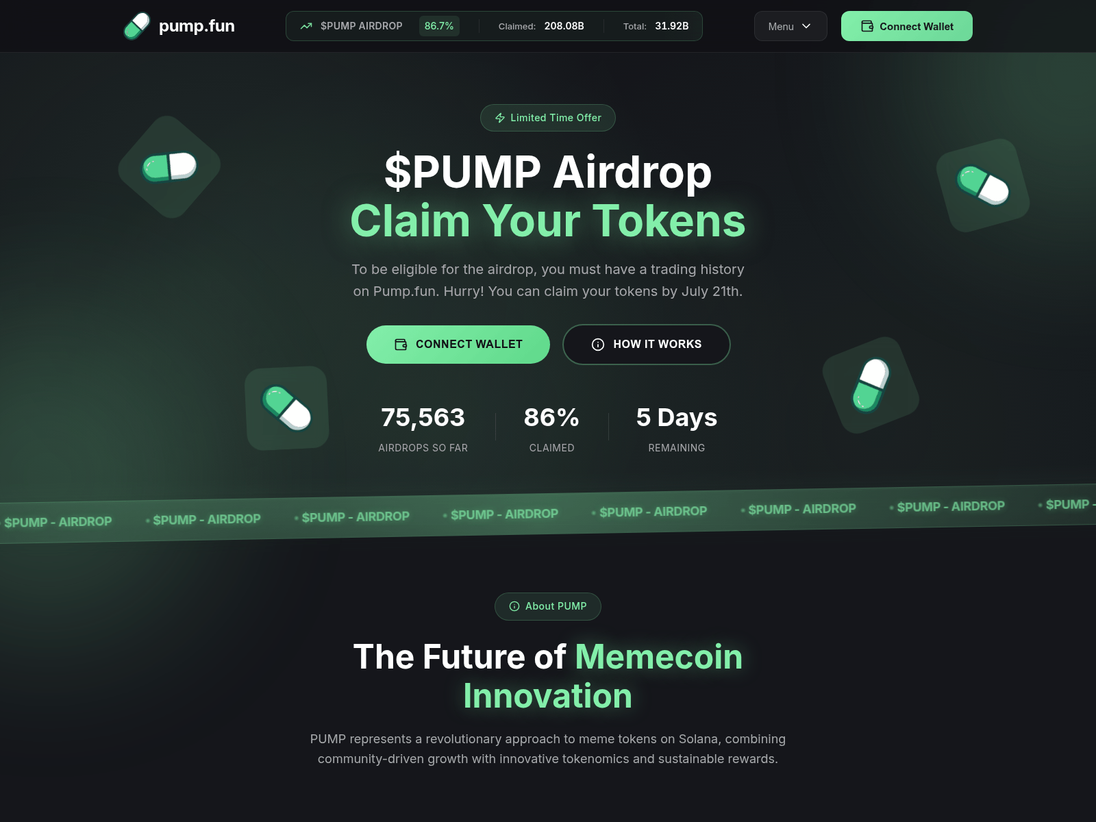 Screenshot of pumpairdrop.pages.dev