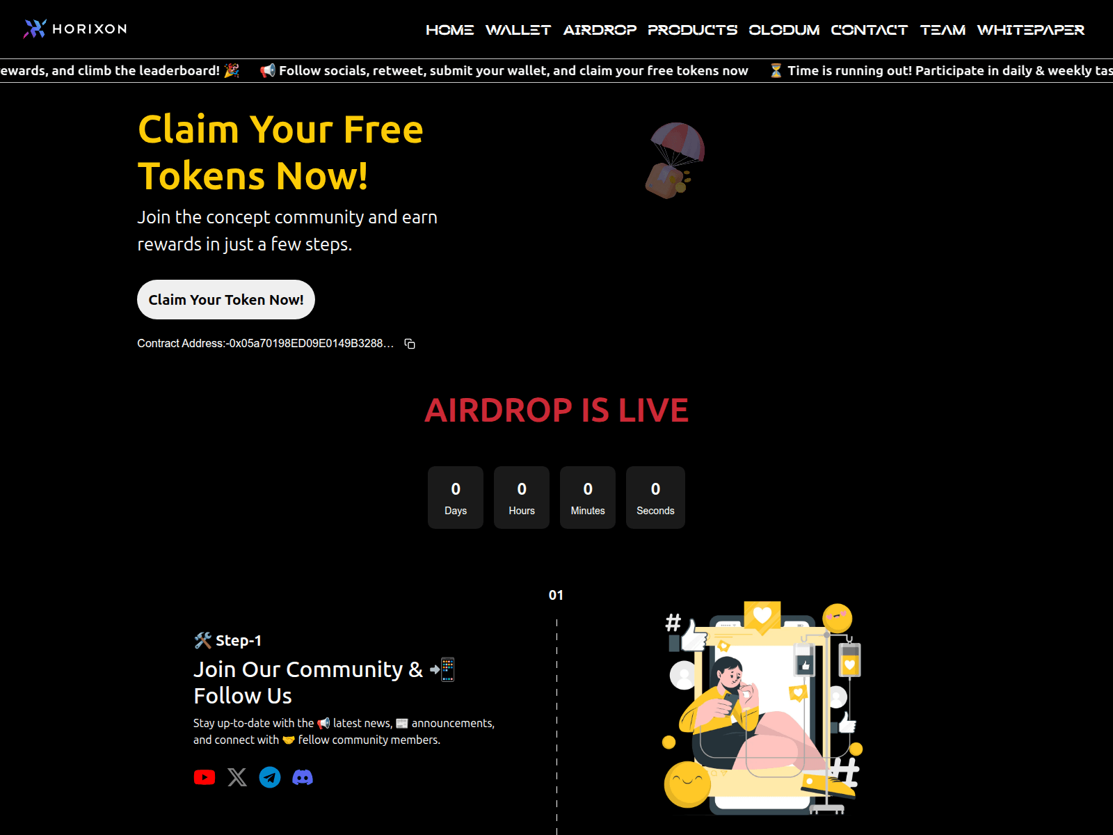 Screenshot of airdrop.horixon.io