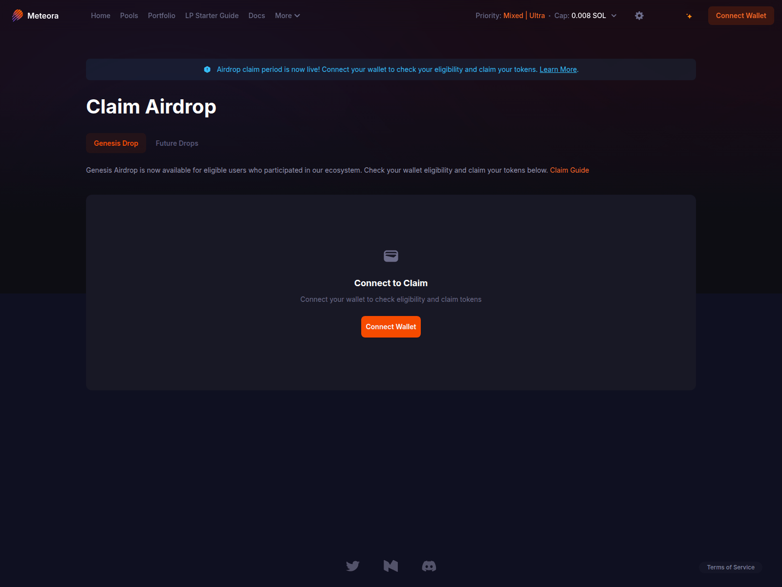 Screenshot of meteora.trade