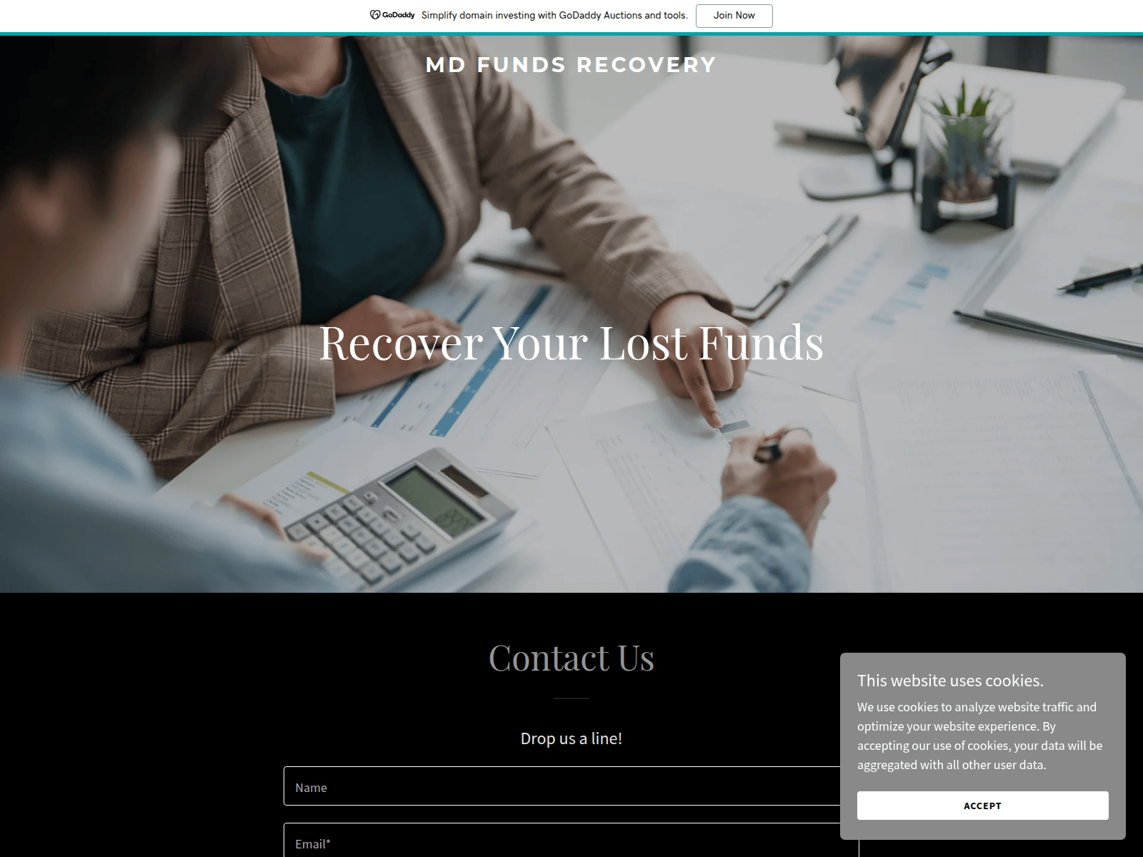 Screenshot of mdfundsrecovery.com