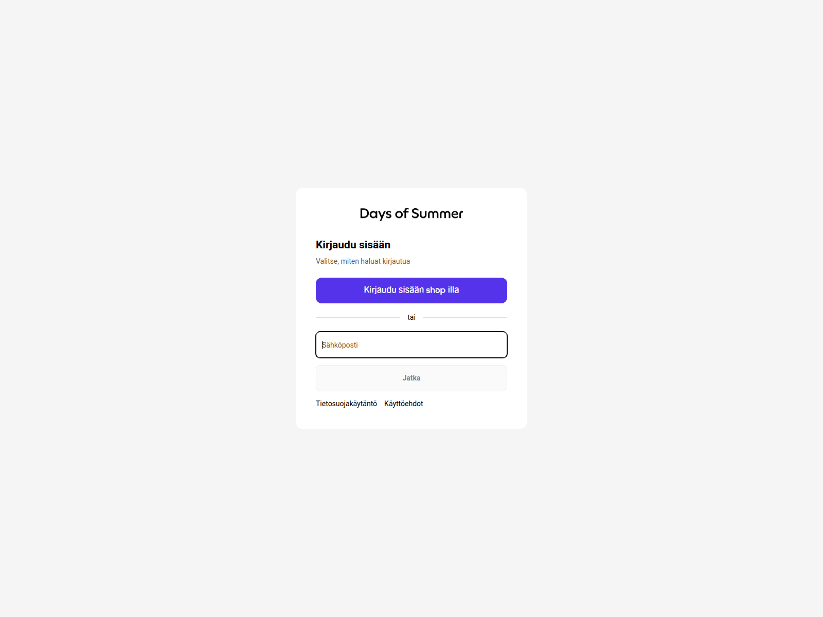Screenshot of account.daysofsummer.fi