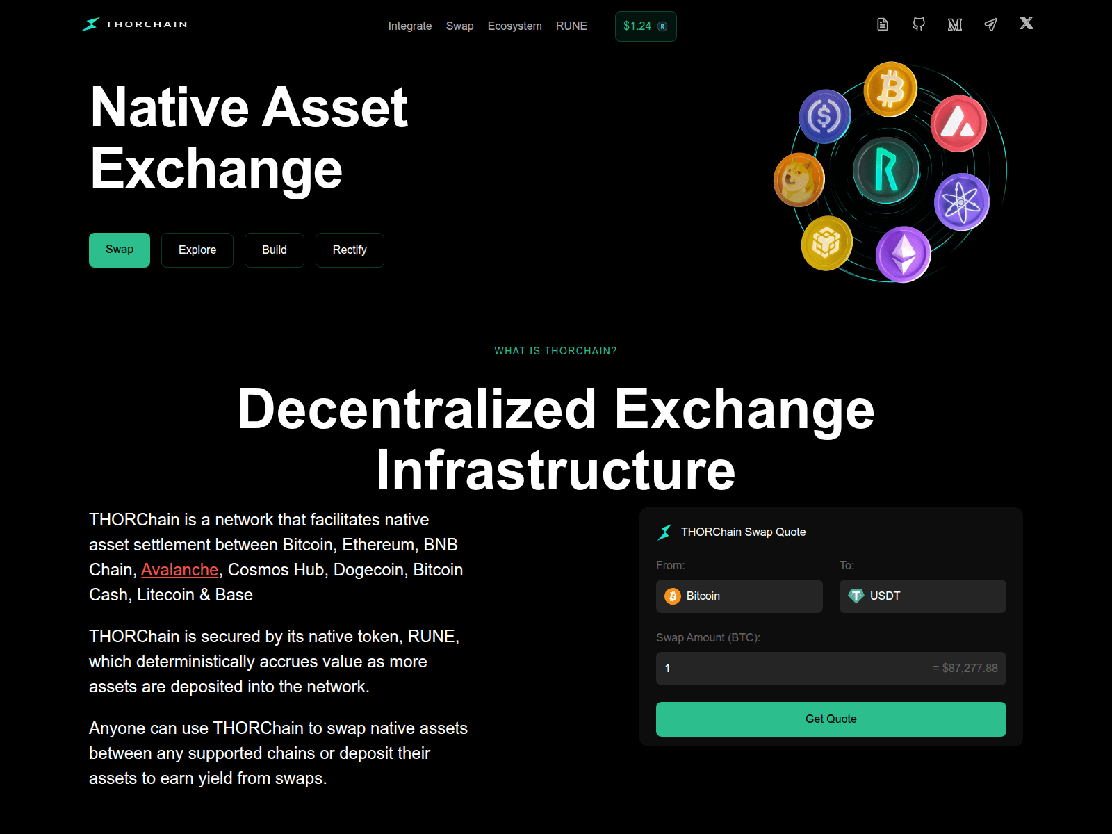 Screenshot of thorchainwebs.com