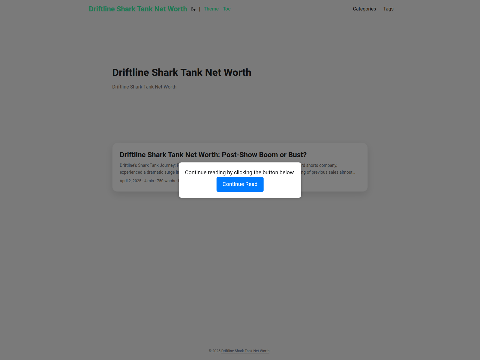 Screenshot of driftline-shark-tank-net-worth.pages.dev