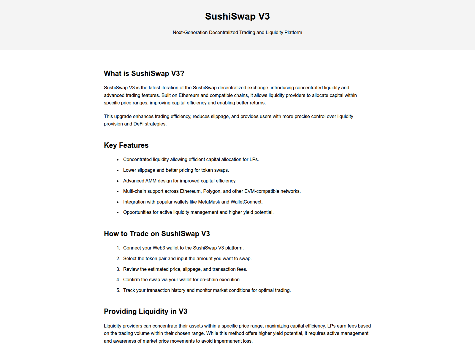 Screenshot of sushiswap-v3.pages.dev
