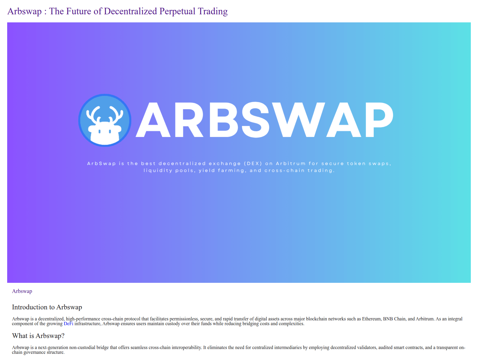 Screenshot of arbswap-app.pages.dev