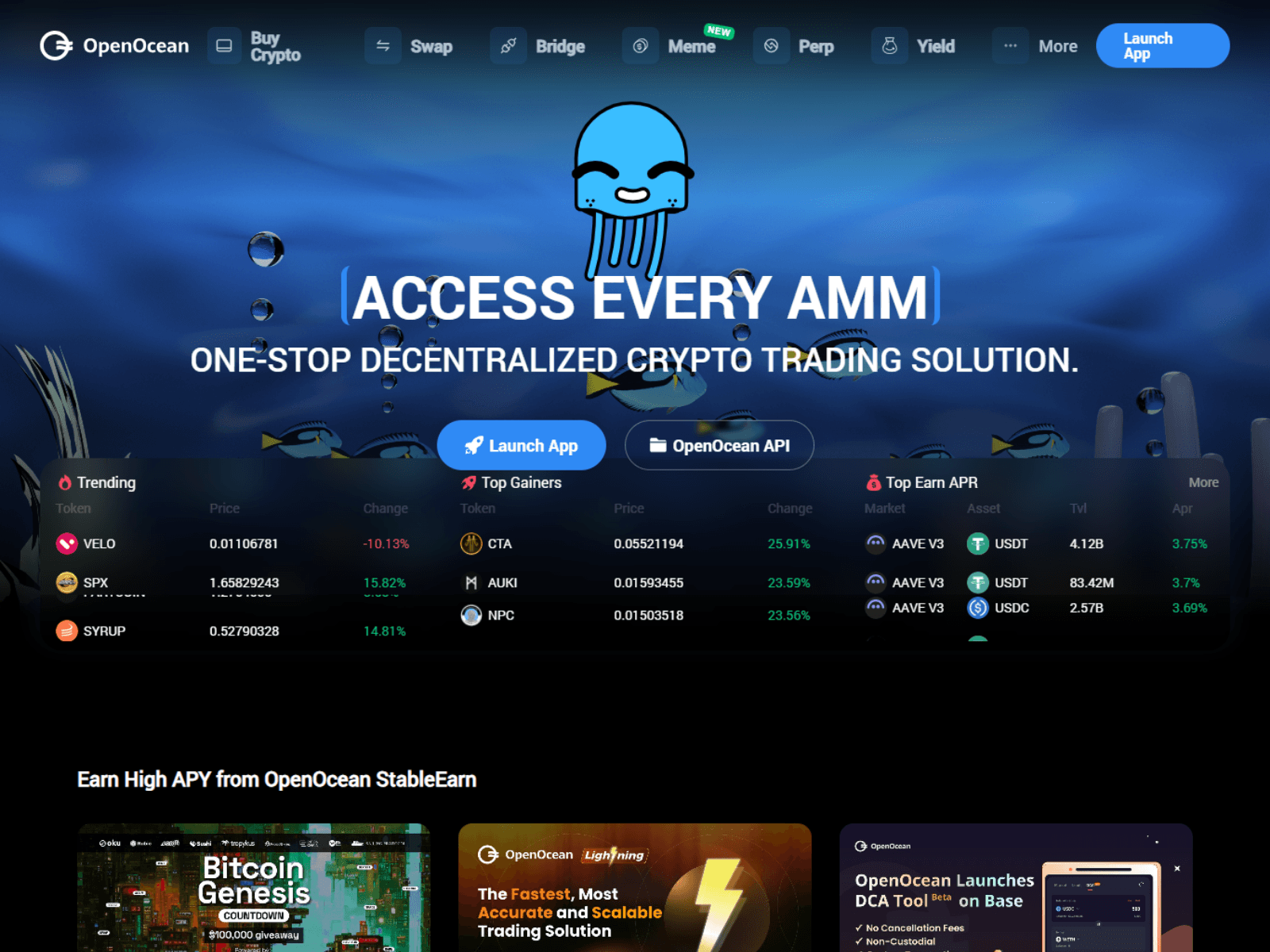 Screenshot of openocean-finance.pages.dev