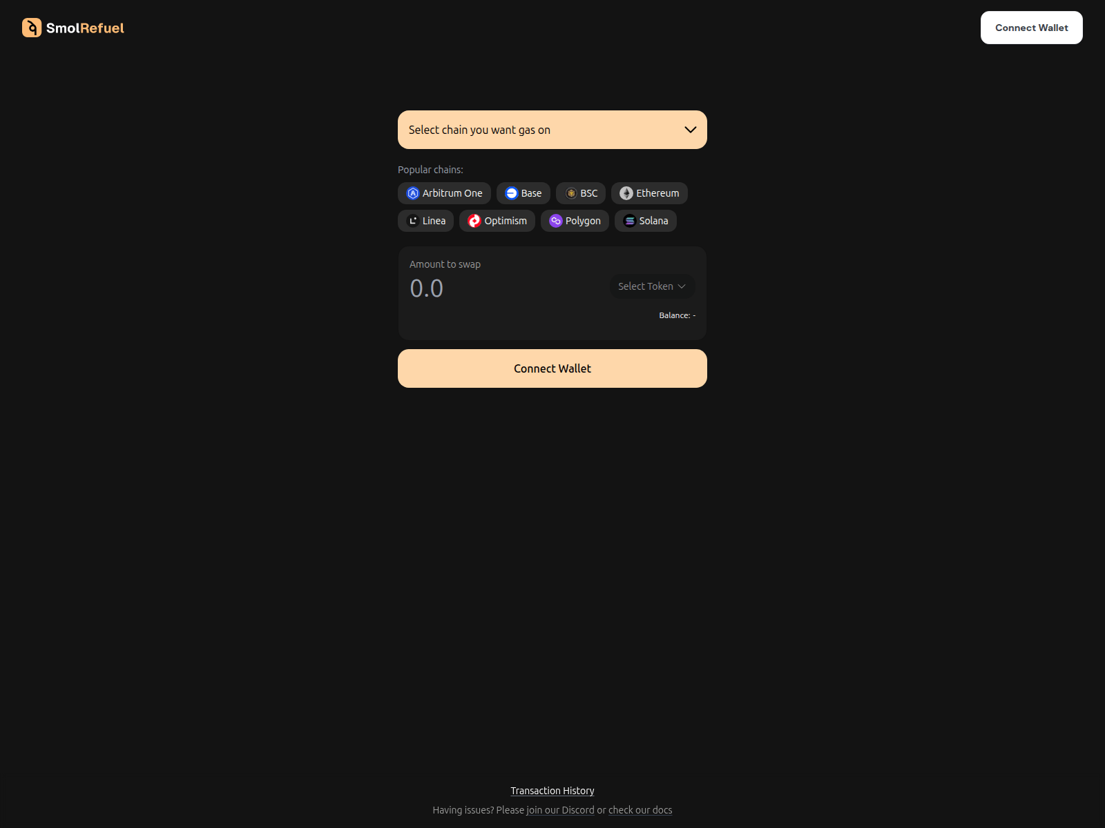Screenshot of smolrefuel-frontend.pages.dev