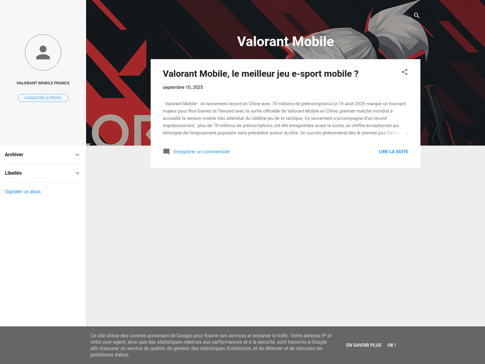 Screenshot of blog.valorantmobile.fr
